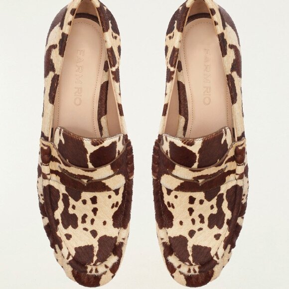 NEW FARM Rio Animal Print Heeled Maximalist Preppy Coastal Cowgirl Loafer 10 - Picture 3 of 14